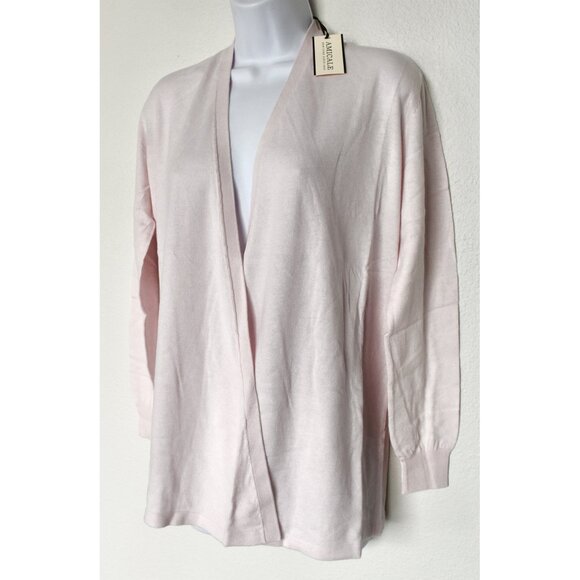 AMICALE NWT COTTON/VISCOSE/CASHMERE OPEN FRONT LIGHT PINK CARDIGAN. SIZE S - Picture 5 of 9